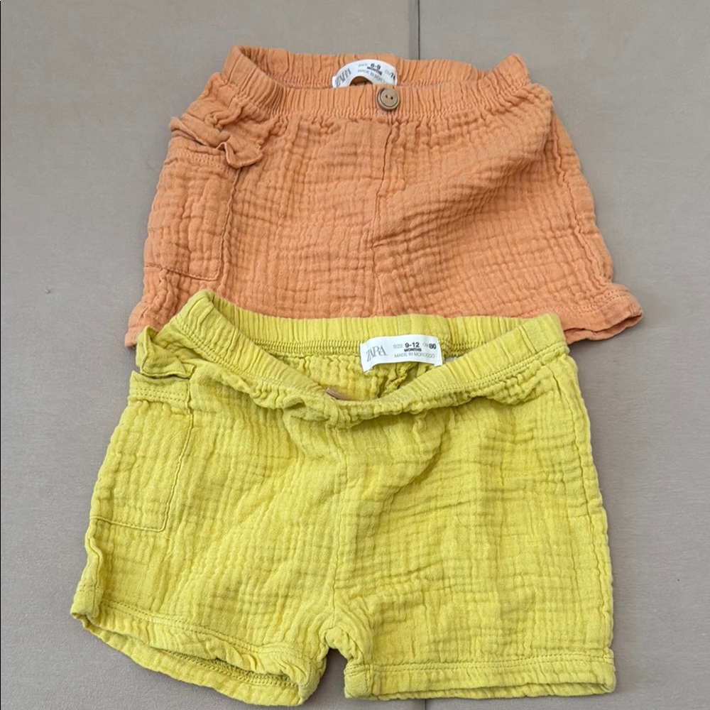 Zara Baby Orange and Yellow Shorts Set 6-9 months and 9-12 months